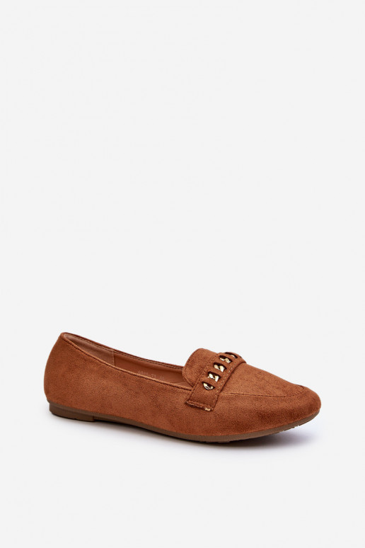 Shiny Women's Loafers With Chain Camel Aredilla Shiny Women's Loafers With Chain Camel Aredilla