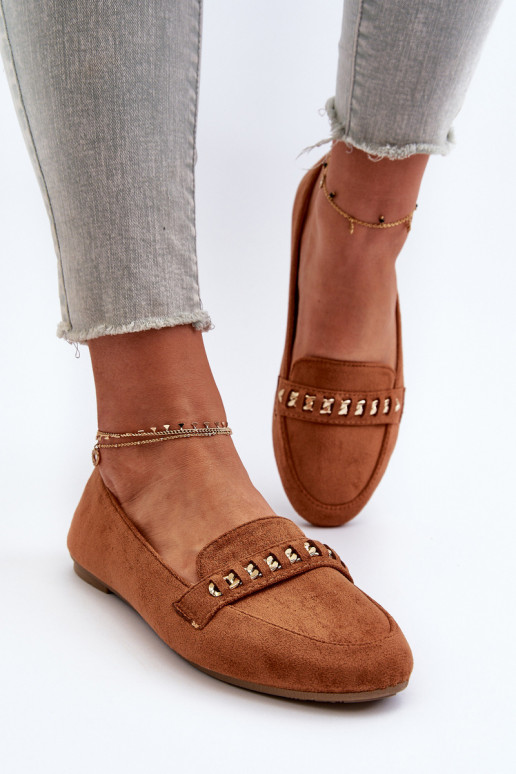 Shiny Women's Loafers With Chain Camel Aredilla Shiny Women's Loafers With Chain Camel Aredilla