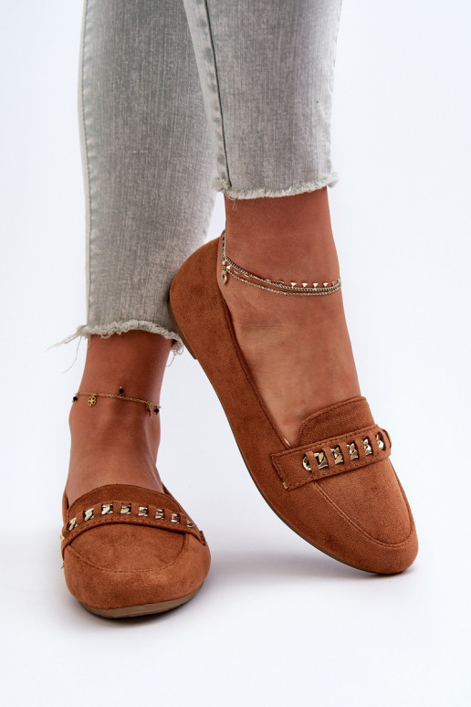 Shiny Women's Loafers With Chain Camel Aredilla Shiny Women's Loafers With Chain Camel Aredilla