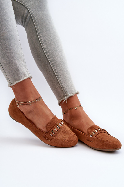 Shiny Women's Loafers With Chain Camel Aredilla Shiny Women's Loafers With Chain Camel Aredilla