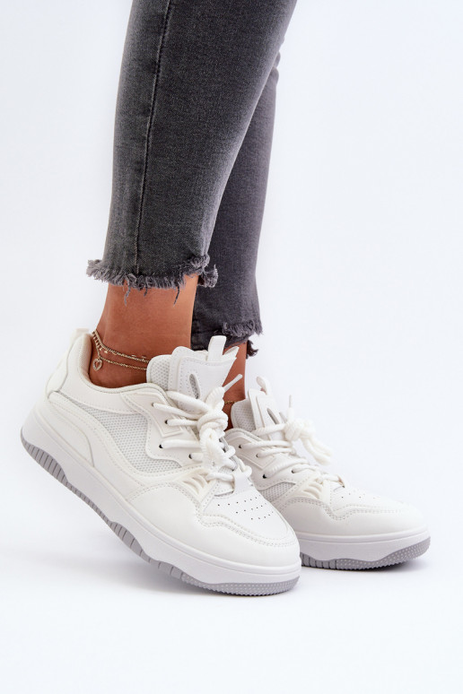Sneakersy Damskie Na Platformie Białe Etnaria