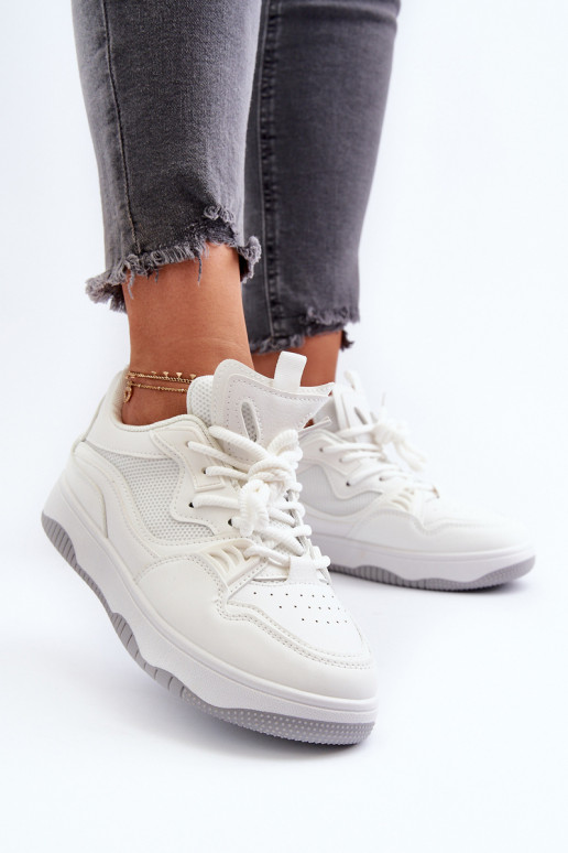 Sneakersy Damskie Na Platformie Białe Etnaria