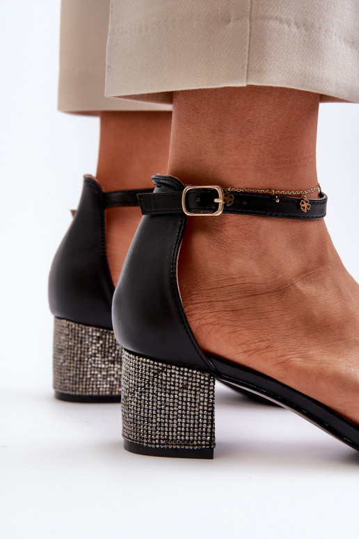 Women's sandals in eco leather on embellished heel black Wiatalia Women's sandals in eco leather on embellished heel black Wiatalia
