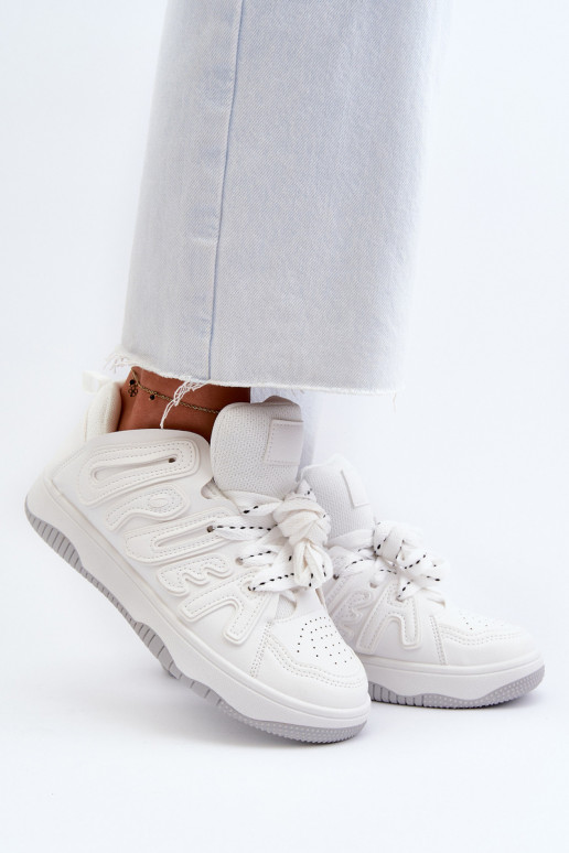 Sneakersy Damskie Z Eko Skóry Białe Berilla