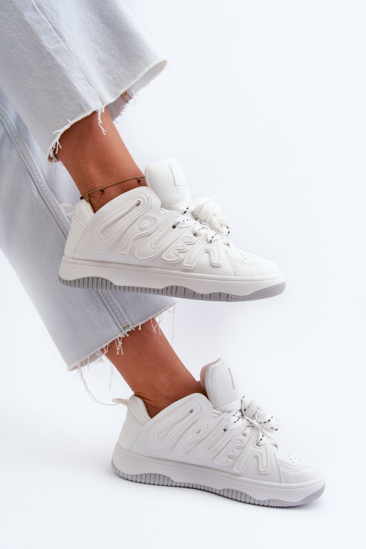 Sneakersy Damskie Z Eko Skóry Białe Berilla