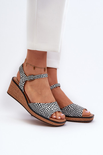 Women's Wedge Sandals Sergio Leone SK303 Black and White 2
