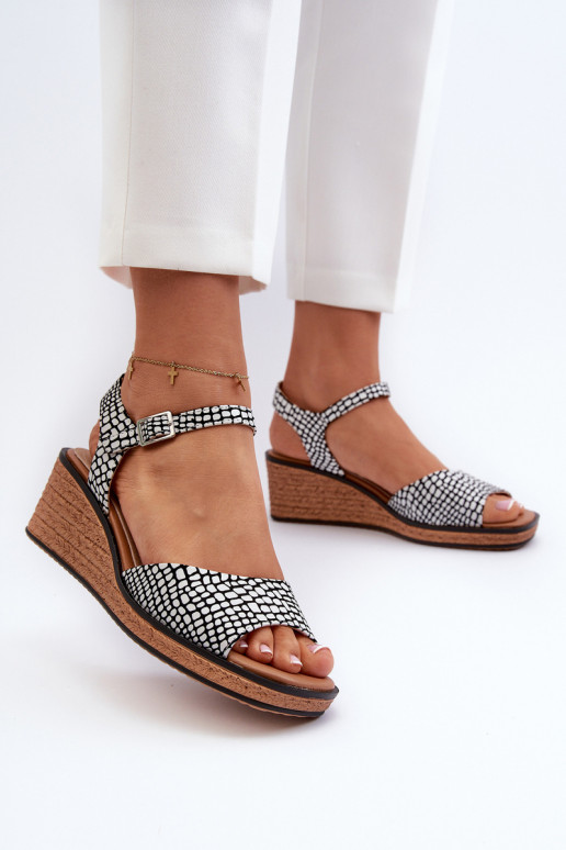 Women's Wedge Sandals Sergio Leone SK303 Black and White