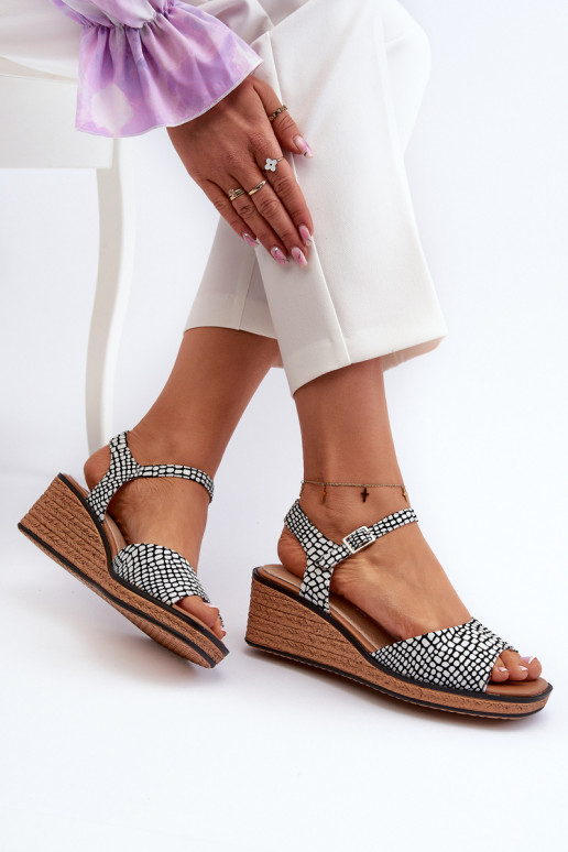 Women's Wedge Sandals Sergio Leone SK303 Black and White