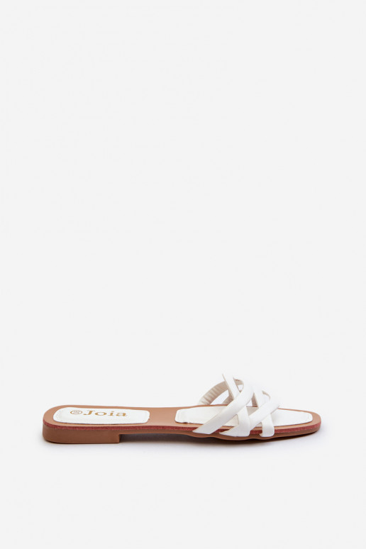 Women's eco leather flat heel sandals white Moldela