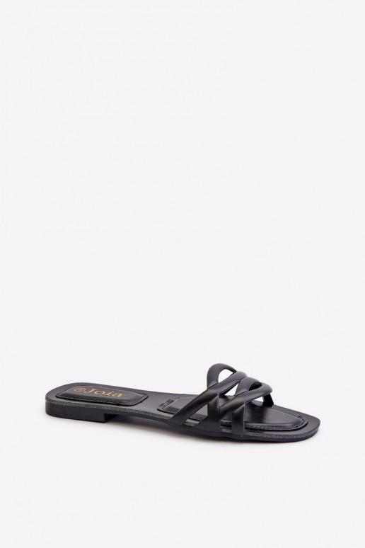 Women's Eco Leather Flat Heel Black Sandals Moldela Women's Eco Leather Flat Heel Black Sandals Moldela