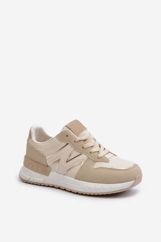 Sneakersy Damskie Z Eko Skóry Beżowe Kaimans
