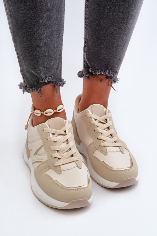 Women's Beige Faux Leather Sneakers Kaimans Women's Beige Faux Leather Sneakers Kaimans