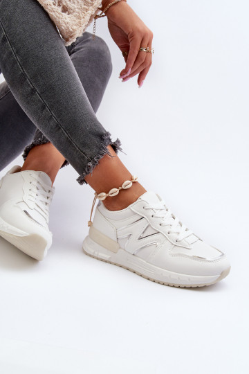 Women's White Faux Leather Sneakers Kaimans 2