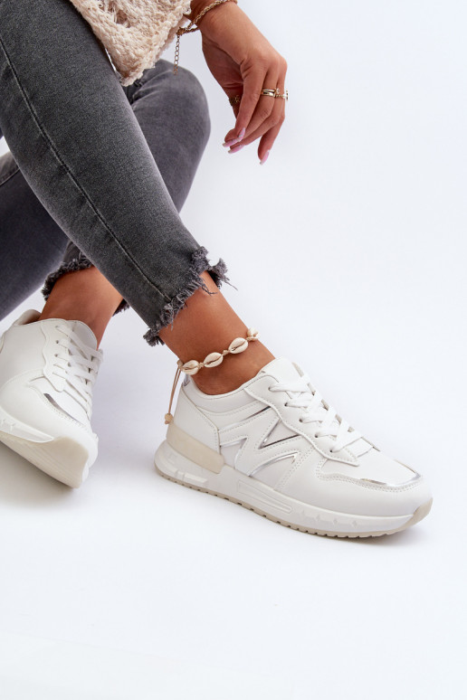 Women's White Faux Leather Sneakers Kaimans Women's White Faux Leather Sneakers Kaimans