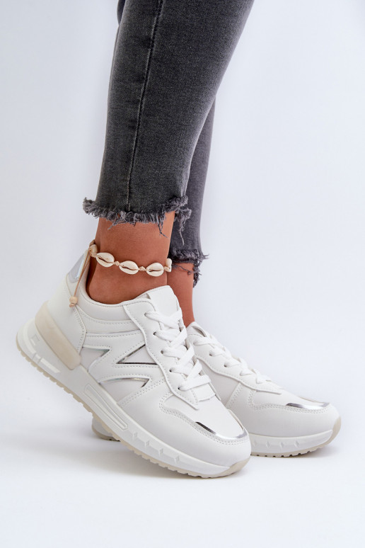 Women's White Faux Leather Sneakers Kaimans Women's White Faux Leather Sneakers Kaimans