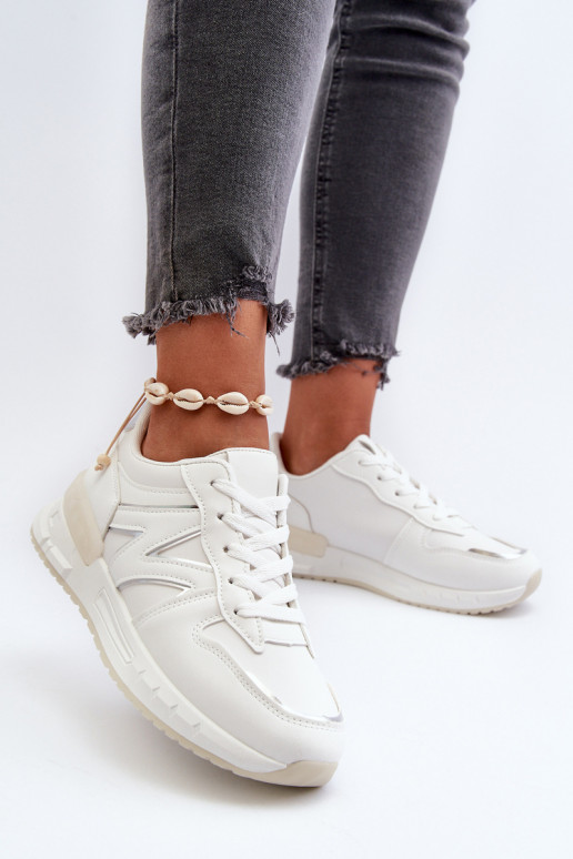 Women's White Faux Leather Sneakers Kaimans Women's White Faux Leather Sneakers Kaimans