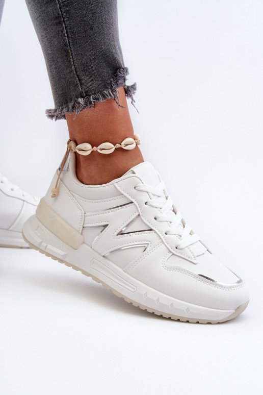 Women's White Faux Leather Sneakers Kaimans Women's White Faux Leather Sneakers Kaimans