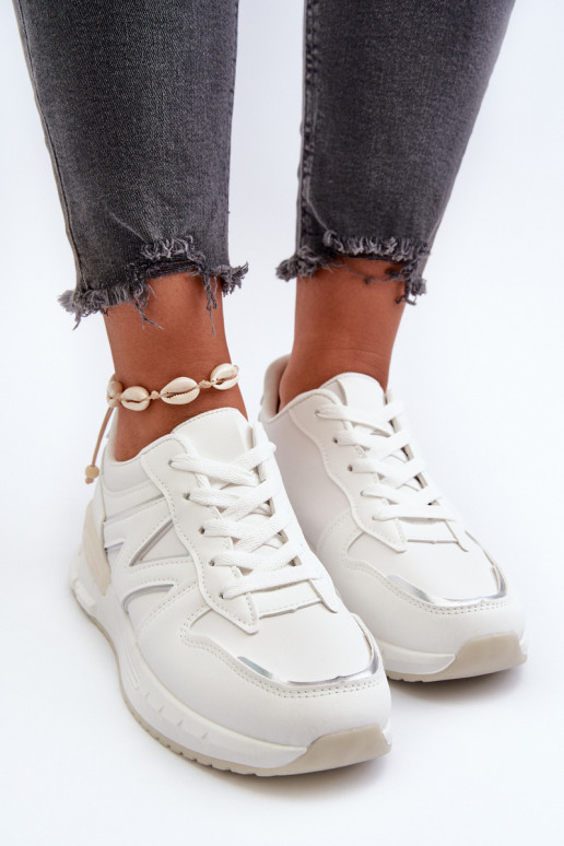 Women's White Faux Leather Sneakers Kaimans Women's White Faux Leather Sneakers Kaimans