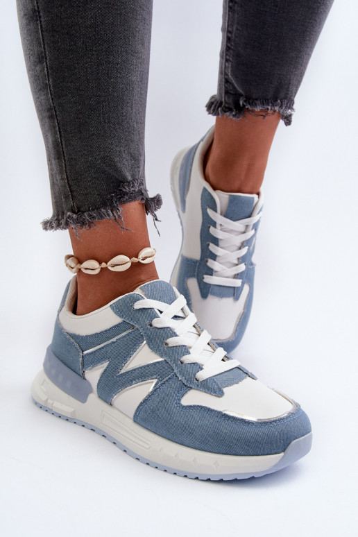 Women's Denim Sneakers Made of Eco Leather Blue Kaimans Women's Denim Sneakers Made of Eco Leather Blue Kaimans