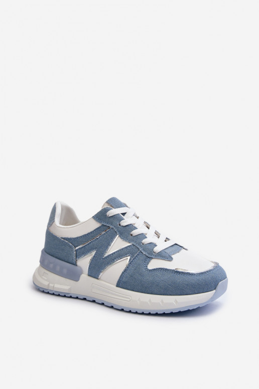 Jeansowe Sneakersy Damskie Z Eko Skóry Niebieskie Kaimans