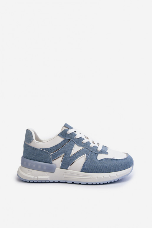 Jeansowe Sneakersy Damskie Z Eko Skóry Niebieskie Kaimans