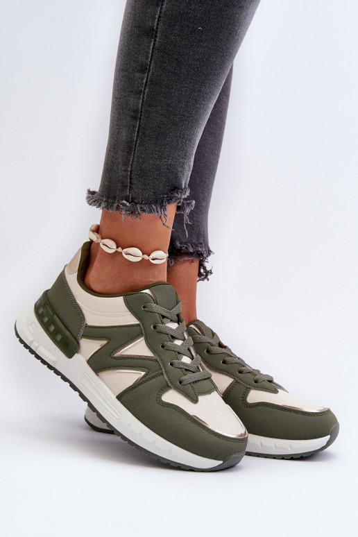 Women's Sneakers Made of Faux Leather Green Caimans