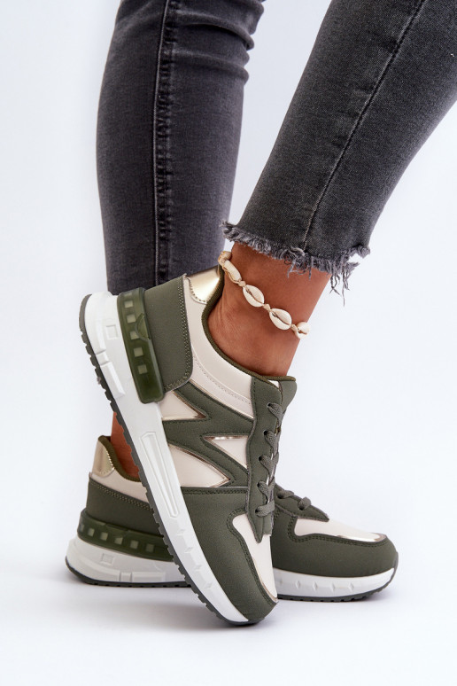 Women's Sneakers Made of Faux Leather Green Caimans