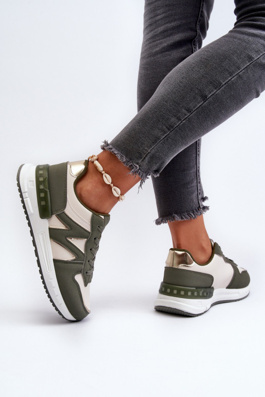 Women's Sneakers Made of Faux Leather Green Caimans