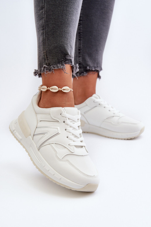Sneakersy Damskie Z Eko Skóry Białe Vinelli