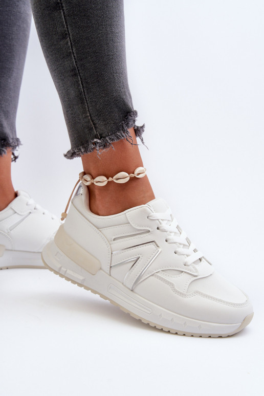 Sneakersy Damskie Z Eko Skóry Białe Vinelli
