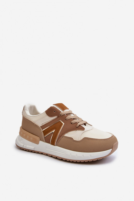 Sneakersy Damskie Z Eko Skóry Brązowe Vinelli