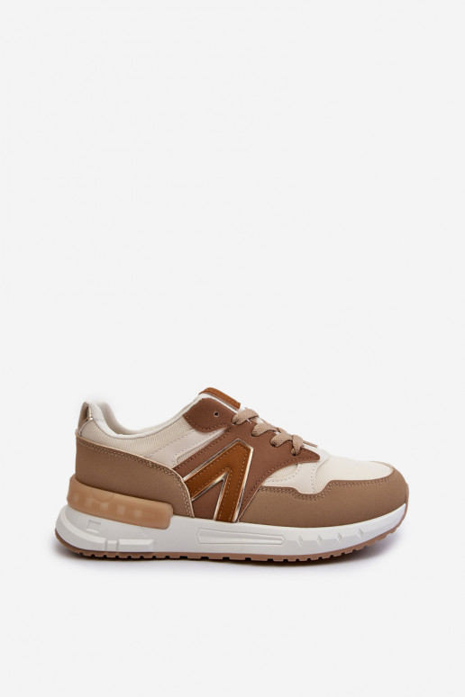 Sneakersy Damskie Z Eko Skóry Brązowe Vinelli