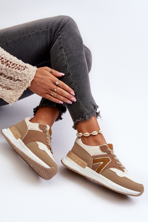 Women's Sneakers Made of Eco Leather Brown Vinelli Women's Sneakers Made of Eco Leather Brown Vinelli