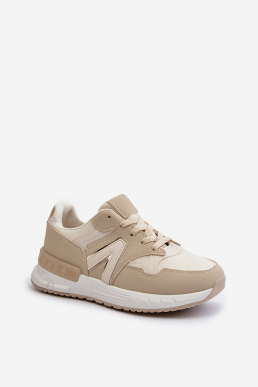 Sneakersy Damskie Z Eko Skóry Beżowe Vinelli