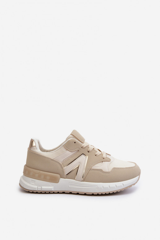Sneakersy Damskie Z Eko Skóry Beżowe Vinelli
