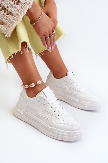 Sneakersy Damskie Na Platformie Z Eko Skóry Białe Lynnette 2