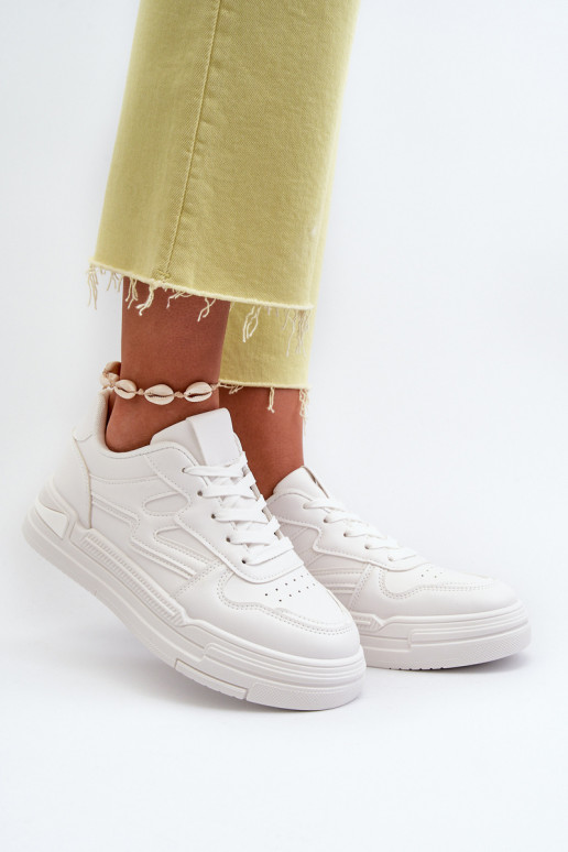 Sneakersy Damskie Na Platformie Z Eko Skóry Białe Lynnette