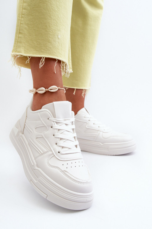 Women's Platform Sneakers in White Faux Leather Lynnette