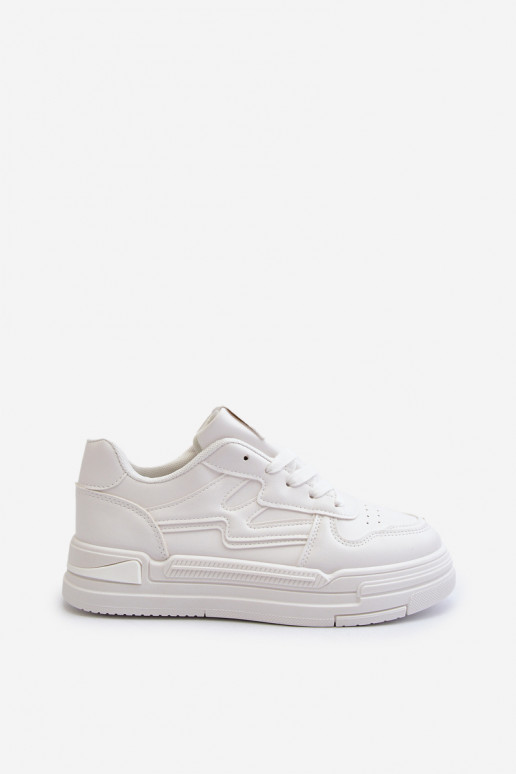 Women's Platform Sneakers in White Faux Leather Lynnette