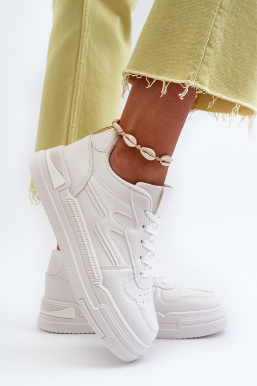 Women's Platform Sneakers in White Faux Leather Lynnette