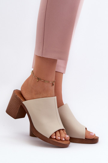 Elegant Light Women's Sandals with Heels Beige Varnila 2