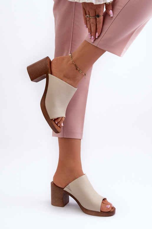 Elegant Light Women's Sandals with Heels Beige Varnila Elegant Light Women's Sandals with Heels Beige Varnila