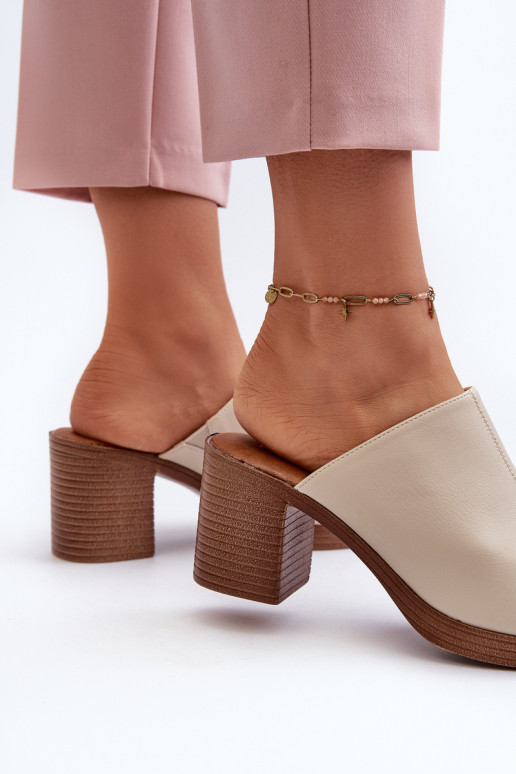 Elegant Light Women's Sandals with Heels Beige Varnila Elegant Light Women's Sandals with Heels Beige Varnila