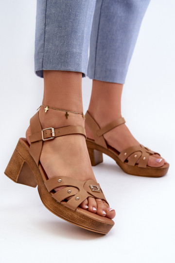 Women's High Heel Sandals in Brown Eco Leather Assames 2