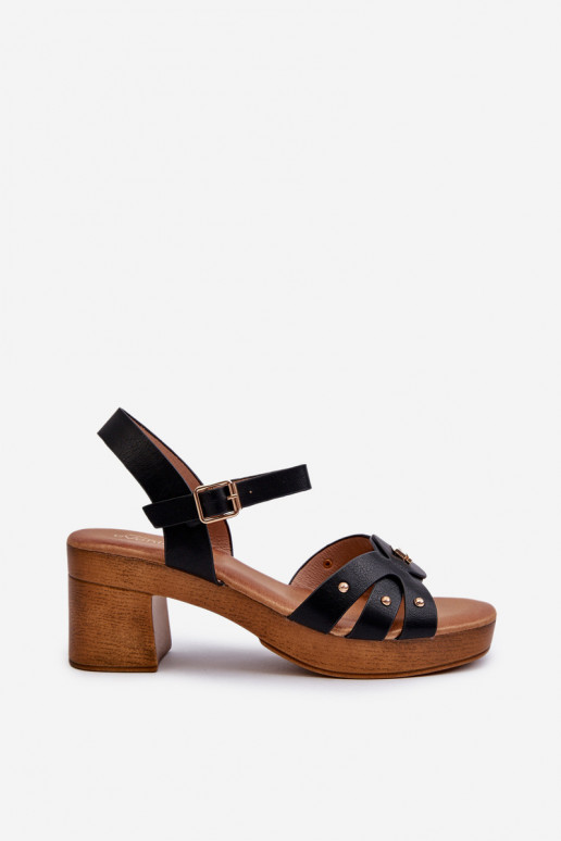 Women's High Heel Sandals in Black Faux Leather Assames Women's High Heel Sandals in Black Faux Leather Assames