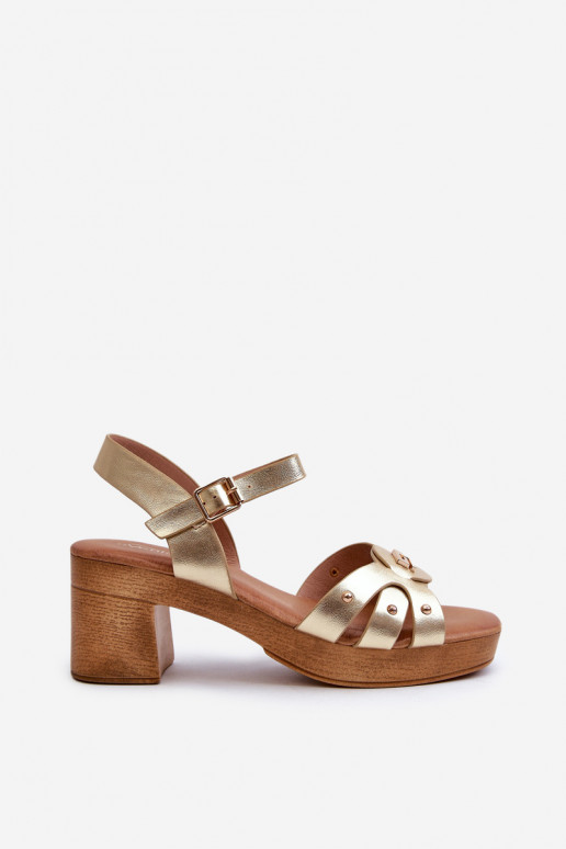 Women's High Heel Sandals in Gold Eco Leather Assames Women's High Heel Sandals in Gold Eco Leather Assames