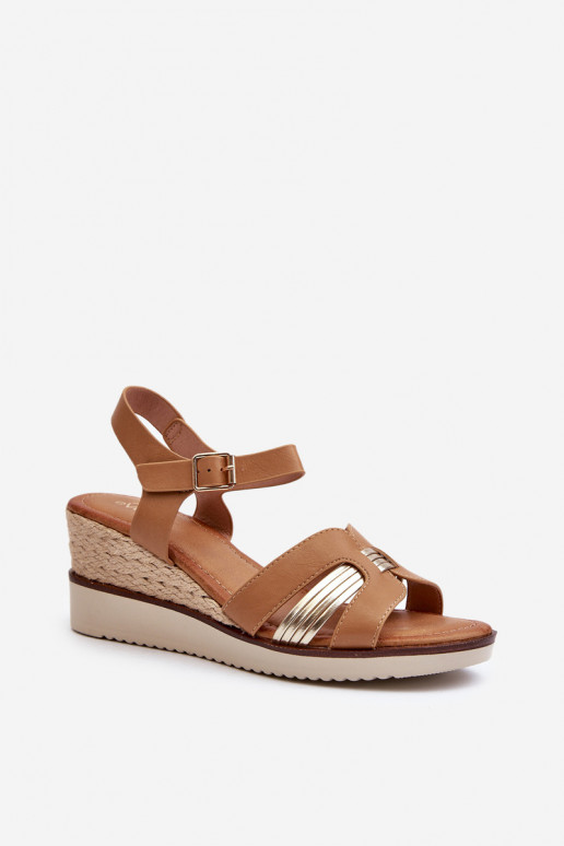 Women's Wedge Sandals with Woven Detail Brown Starlenna