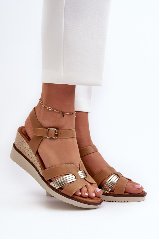 Women's Wedge Sandals with Woven Detail Brown Starlenna
