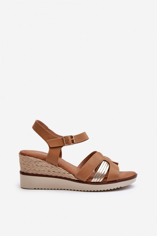 Women's Wedge Sandals with Woven Detail Brown Starlenna