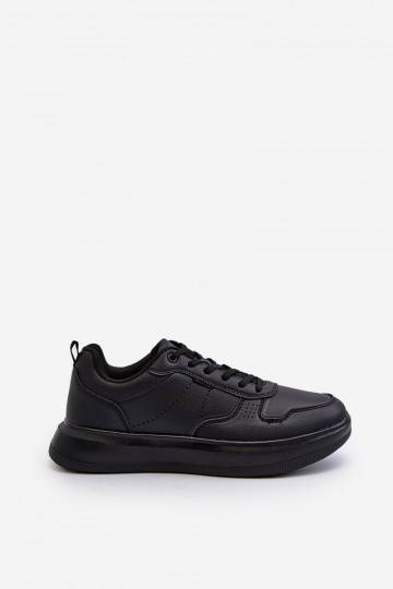 Lekkie Sneakersy Męskie Na Platformie Z Eko Skóry Czarne Uziran 2